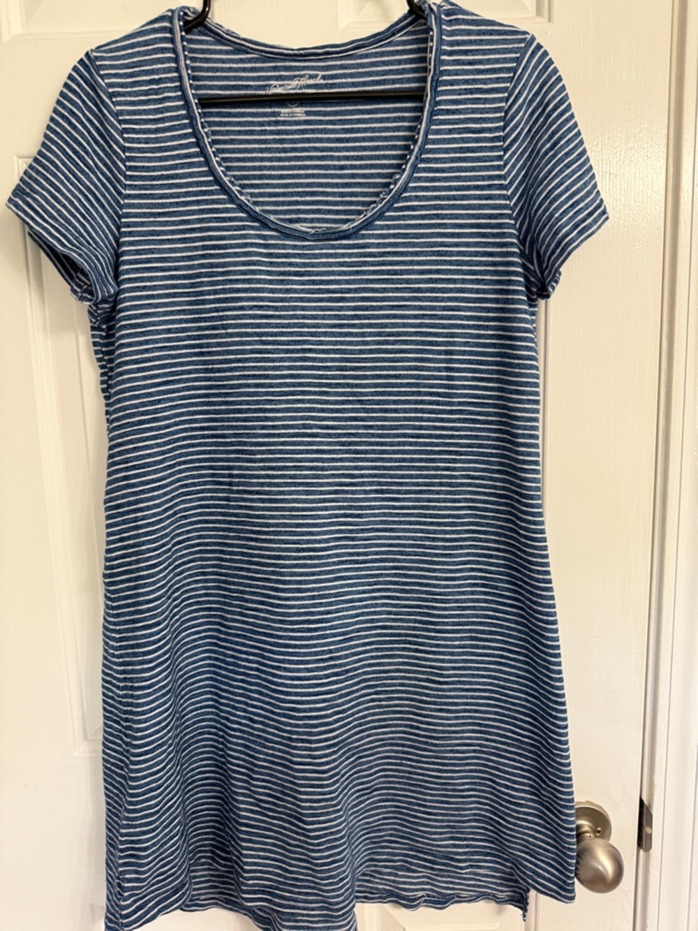 Blue and White Striped T-Shirt Dress